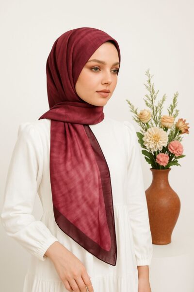 Dalga Desen Şal Bordo