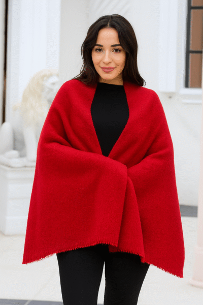Akrilik Zara Omuz Şal Bordo