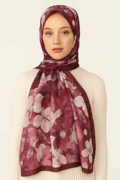 Flora Dijital Soft Şal Bordo