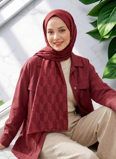 Premium Jakar Şal Bordo
