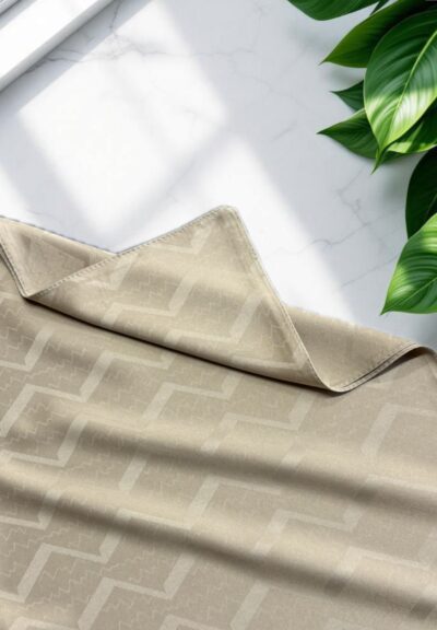 Ritim Desen Jakar Şal Açık Vizon