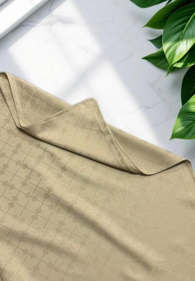 Çapraz Desen Jakar Şal Açık Vizon