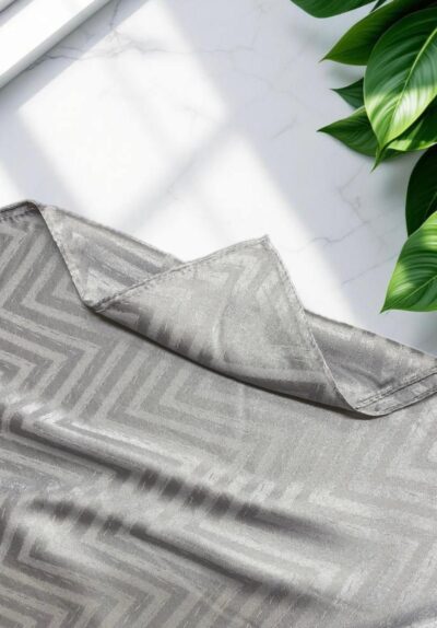 Balıksırtı Desen Jakar Şal Gümüş