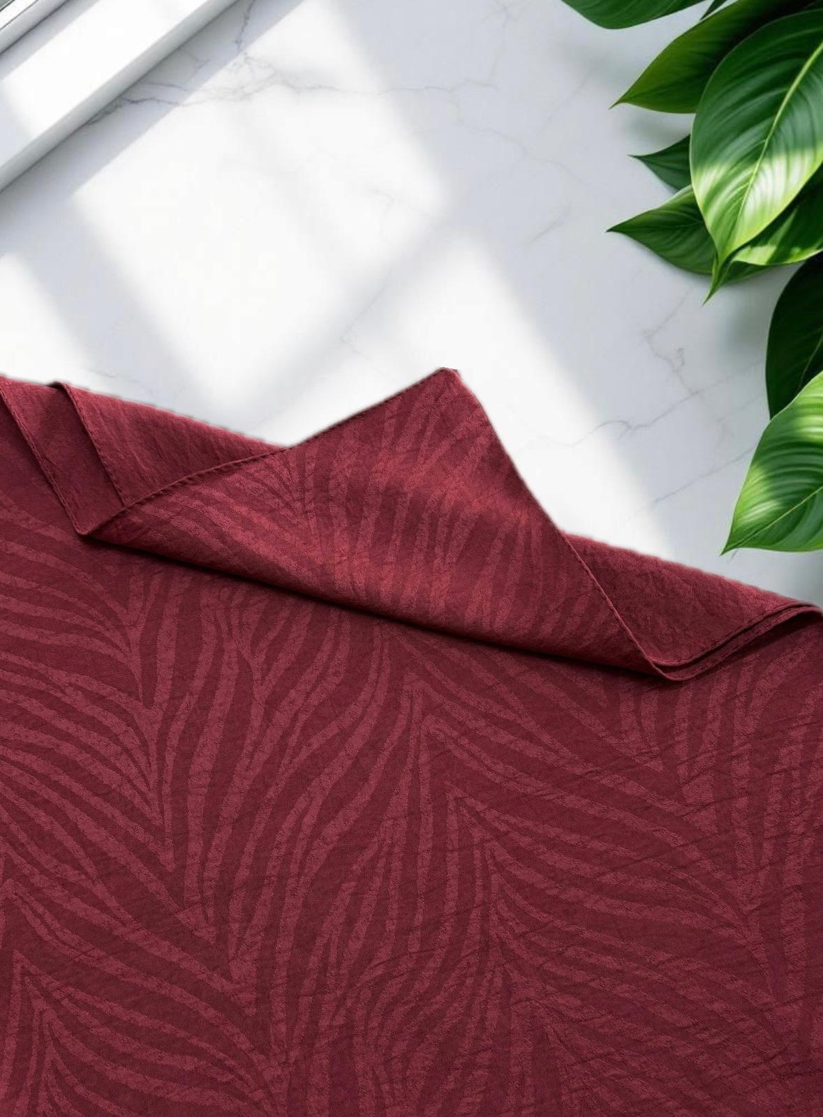 Premium Yaprak Desen Jakar Şal Bordo